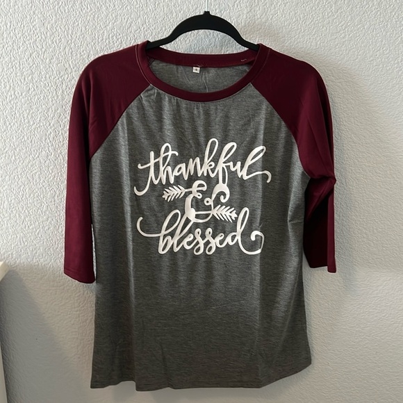 Fall/Thanksgiving Novelty 3/4 Sleeve T-Shirt - Picture 1 of 2